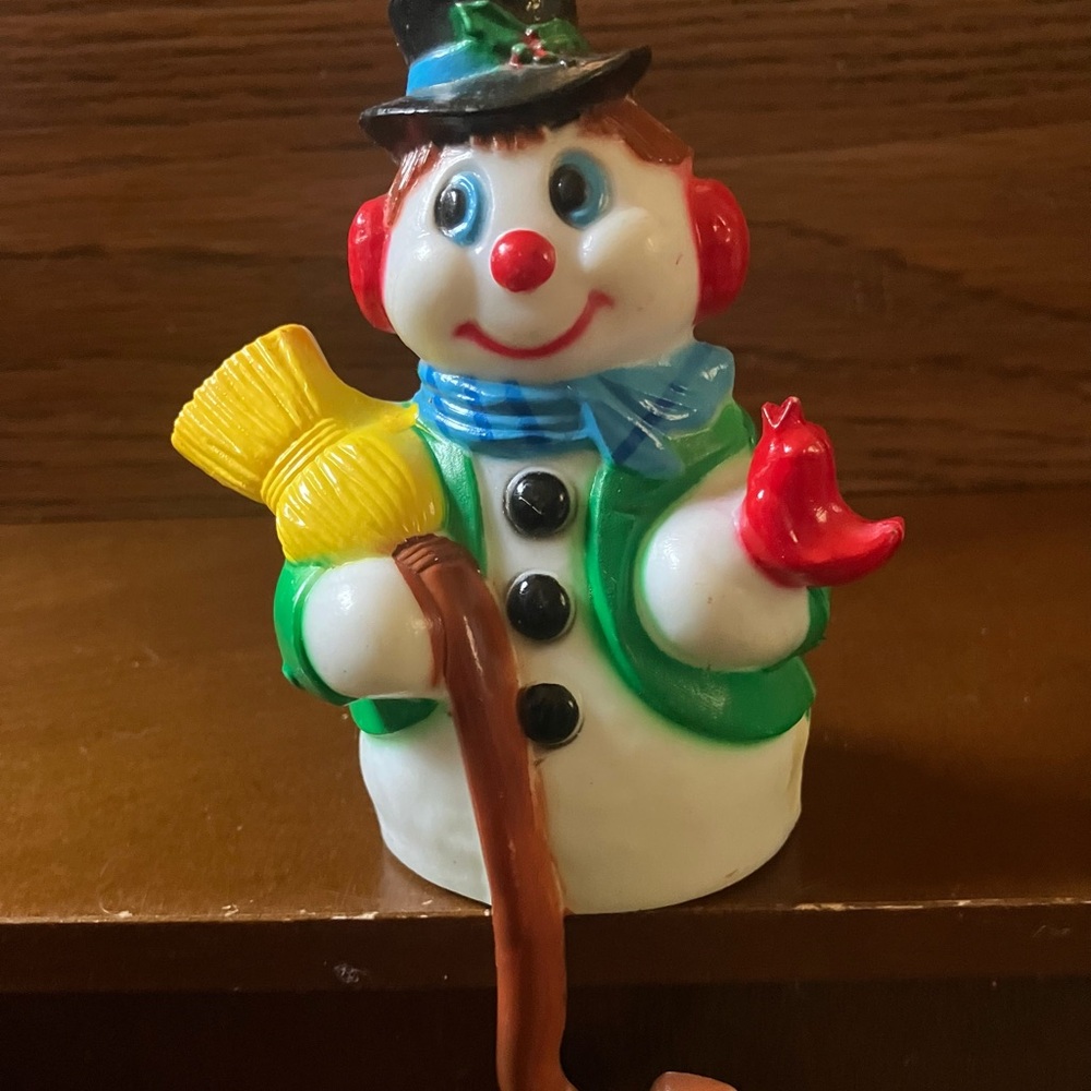 Christmas Blow Mold Snowman Stocking Holder Giftco Inc Vintage